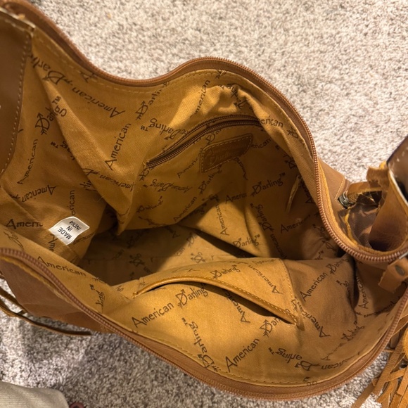 American Darling Brown Leather Fringe Shoulder Bag - Picture 5 of 5